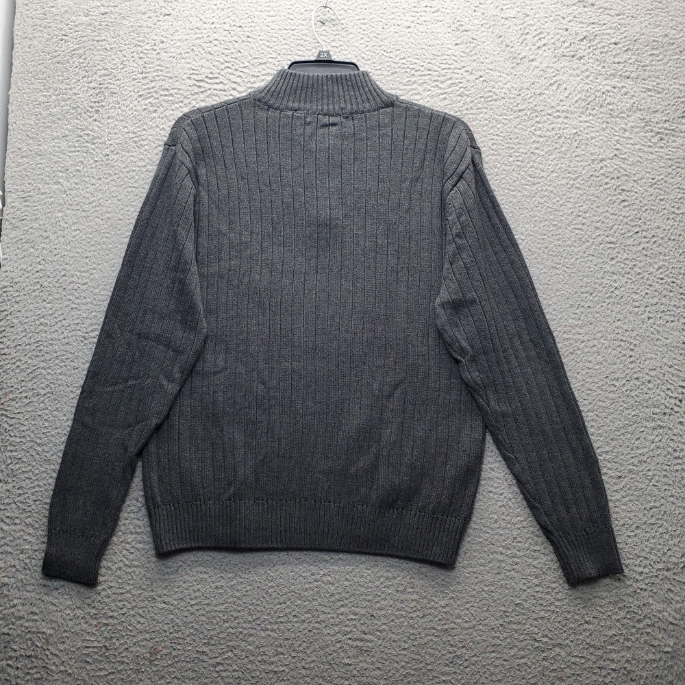 Michael Brandon Sweater Mens XL Gray Chunky Knit Classic Fit Mock Neck 1/4 Zip - Picture 2 of 7